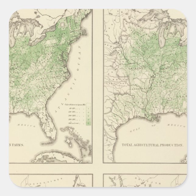 Production of Corn and Dairy, US Lithograph Square Sticker (Front)