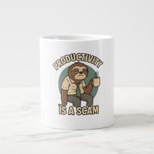 Productivity Is a Scam – Lazy Sloth Funny Office Large Coffee Mug