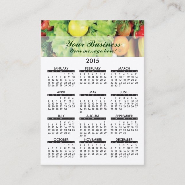 Produit frais de calendrier de carte de visite (Devant)