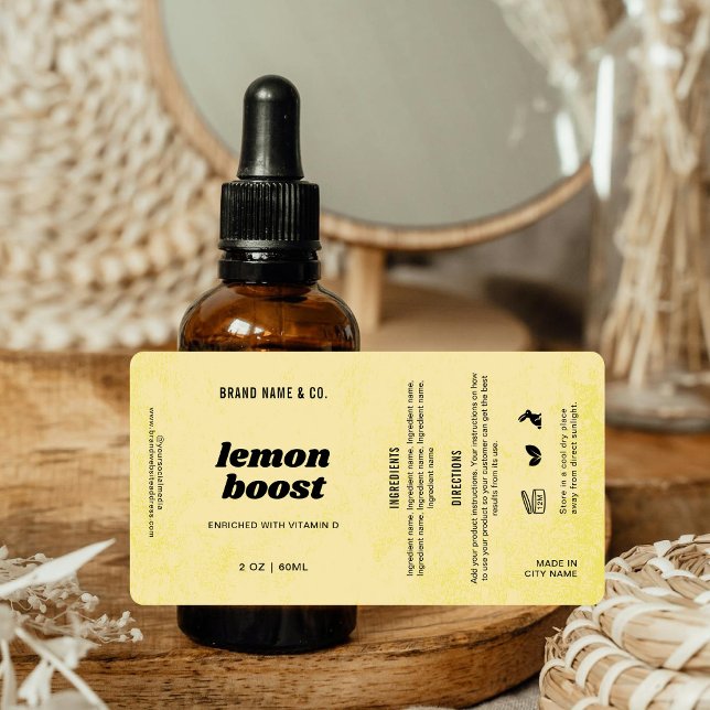 Produit Personnalisable Citron Jaune Rustique Étiq (Créateur téléchargé)