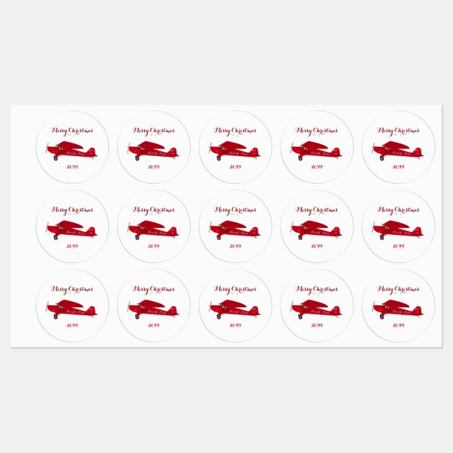 Produit vinyle étanche Noël Avion Étiquettes (Feuille)