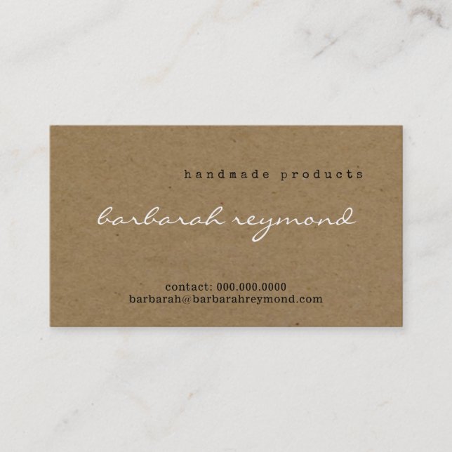 Produits artisanaux carte de visite sur la texture (Devant)