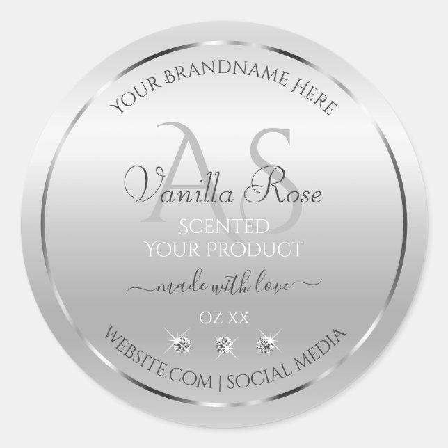 Produits de luxe en argent Diamants Étiquette et M (Devant)