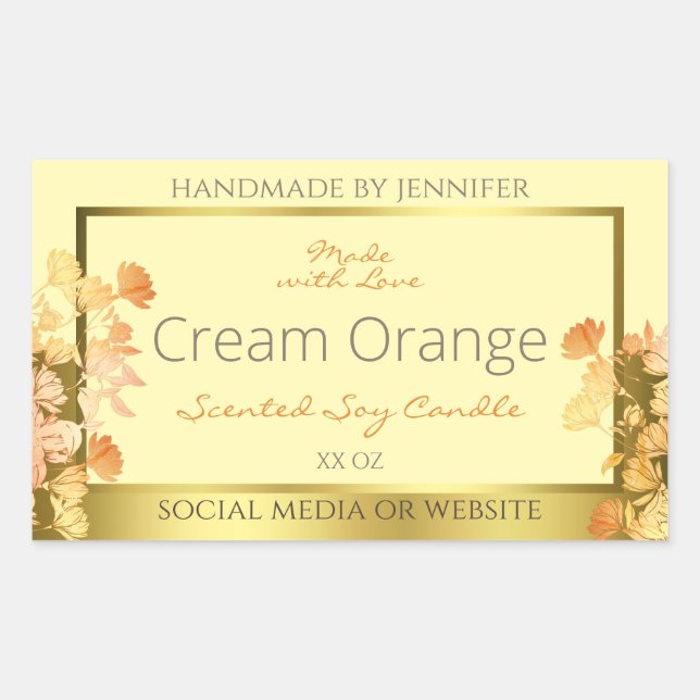 Produits Floraux Emballage Étiquette Crème Orange  (Devant)