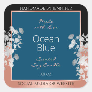 Produits floraux modernes Étiquette Océan Bleu Ros