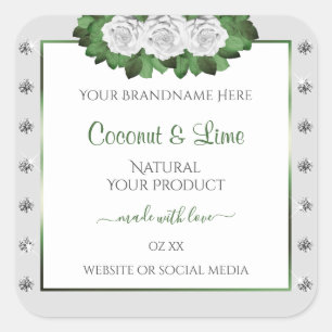 Produits gris clair Étiquettes Vert Blanc Roses Bi