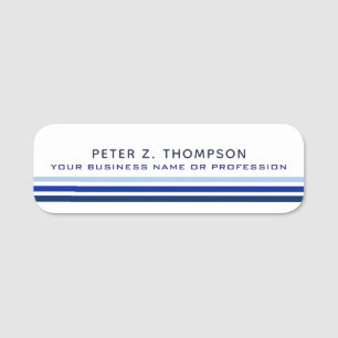prof. 3 thin lines dark-blue modern business  name tag