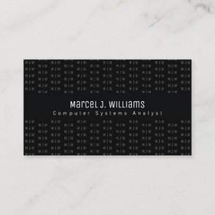 prof black business card with initials pattern
