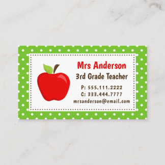 Professeur Apple Green Carte de visite Pois