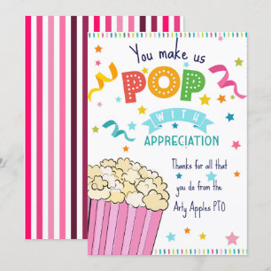 professeur appréciation pop-corn carte de remercie