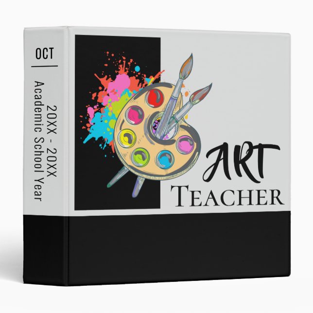 Professeur d'art | Palette de peintre 3 Classeur à (Devant/Côté)