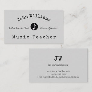 professeur de musique carte de visite avec note mu