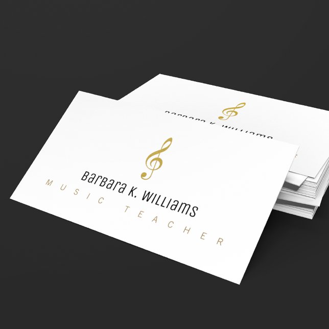 Professeur de musique carte de visite blanc avec m (Créateur téléchargé)