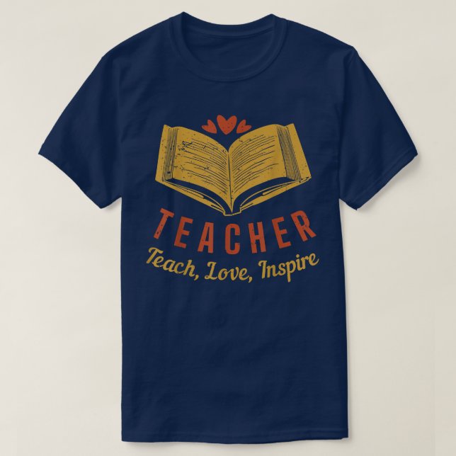 Professeur, Enseigner, Amour, Inspirer T-shirt (Design devant)