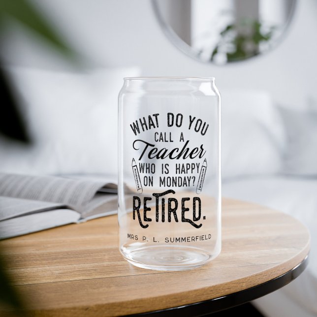 Professeur Retraité Parti de retraite Garde person (Personalized Music Teacher Retirement Parting Gift Can Glass)