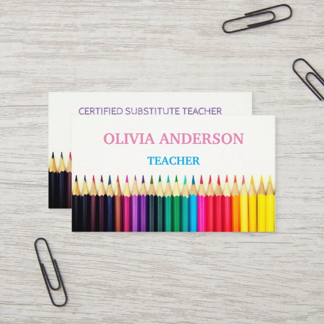 Professeur | Tutor Cartes de visite blancs (Devant/Arrière en situation)