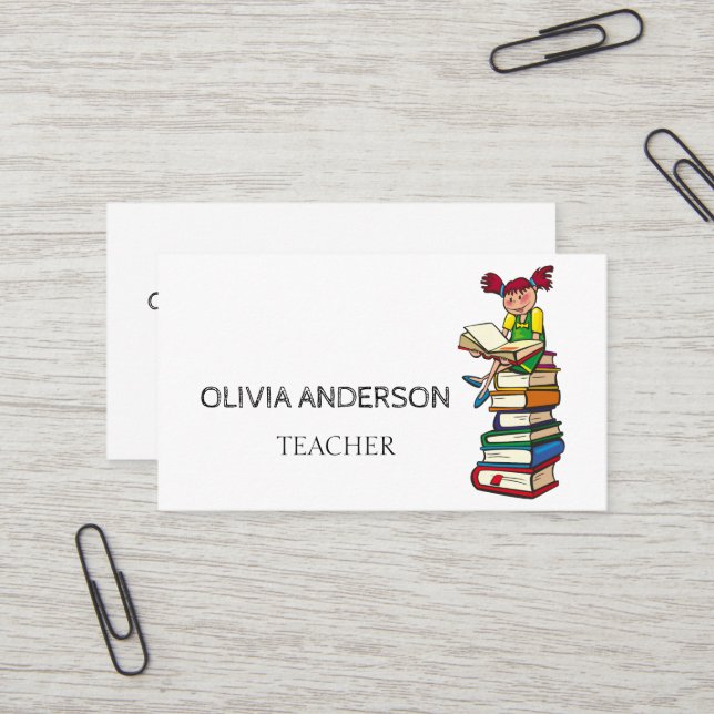 Professeur | Tutor Cartes de visite blancs (Devant/Arrière en situation)
