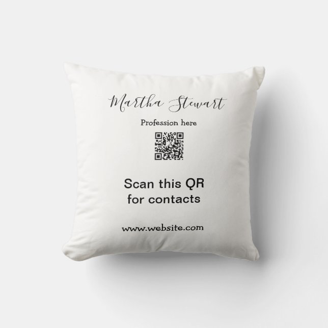 Profession add QR code details website company bus Throw Pillow (Front)
