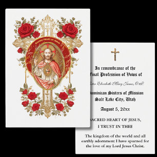PROFESSION NUN CATHOLIQUE DE VOWS CARTE SAINTE