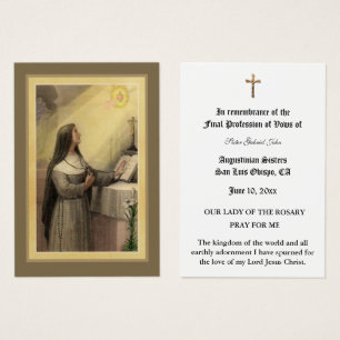 PROFESSION NUN CATHOLIQUE DE VOWS CARTE SAINTE