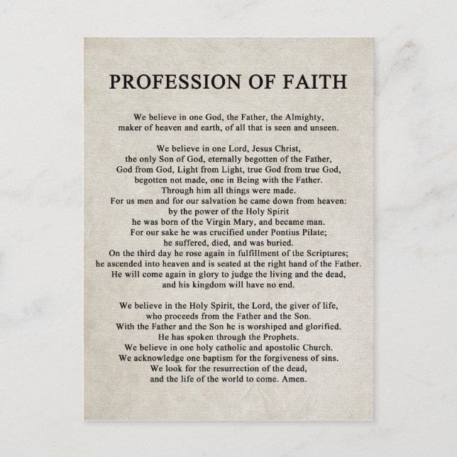 Profession of Faith Postcard (Front)
