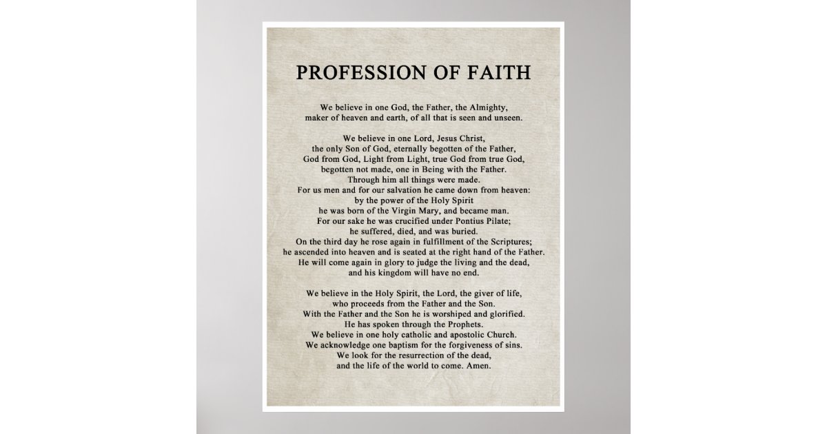 Profession of Faith Poster Zazzle Profession of Faith Poster Zazzle
