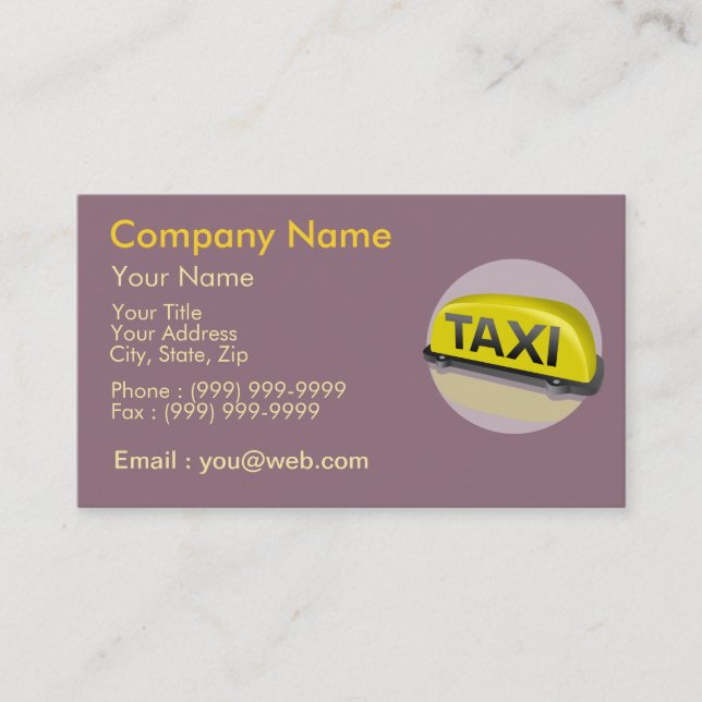 Profession Taxi Driver Business Card (Front)