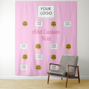 Professional 2 Custom Business Logo Pink Backdrop Tapestry