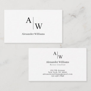Professional 2 Monogram Name Simple Basic Minimal Business Card