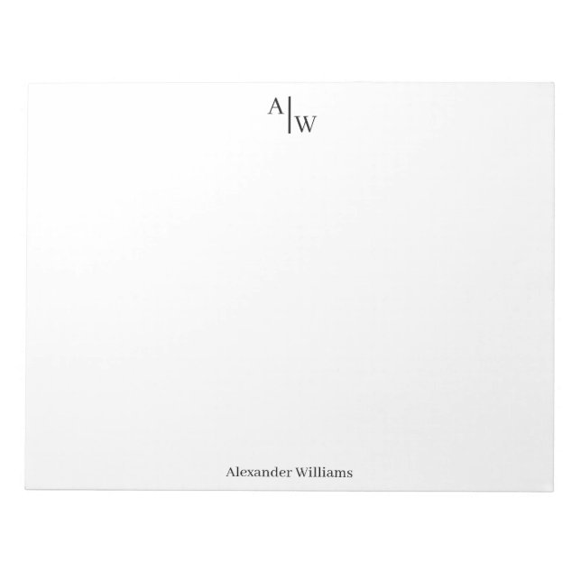 Professional 2 Monogram Simple Minimalist Black Notepad (Front)