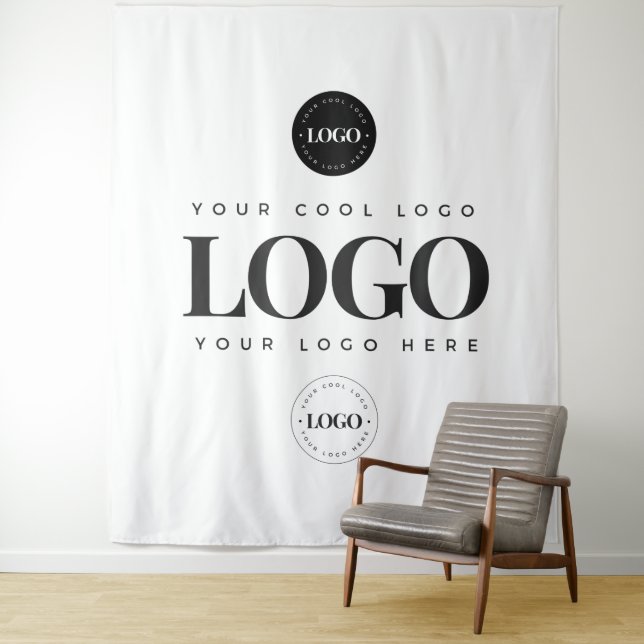 Professional 3 Logo Company Business Backdrop Tapestry (In Situ)