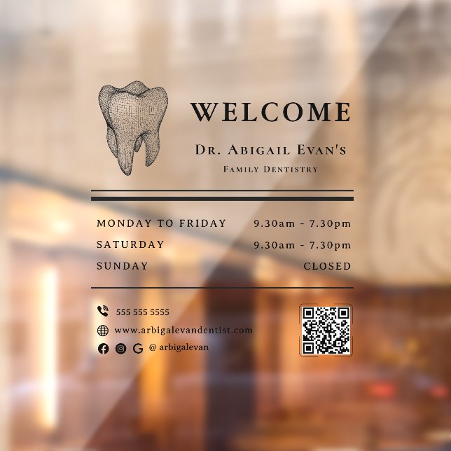 Professional 3D Tooth Icon Dentist Opening Hours Window Cling (Sheet 2)