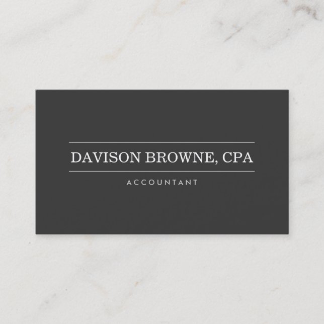 Professional Accountant Dark Grey Business Card (Front)