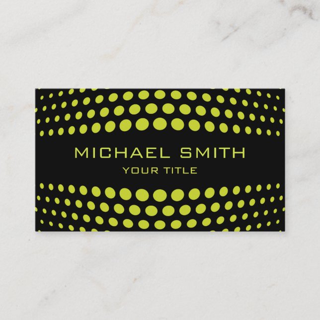 Professional Acid green Polka Dot Pattern Business Card (Front)