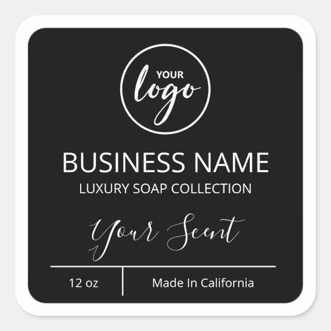 Professional Add Logo Black Soap Product Labels (Front)