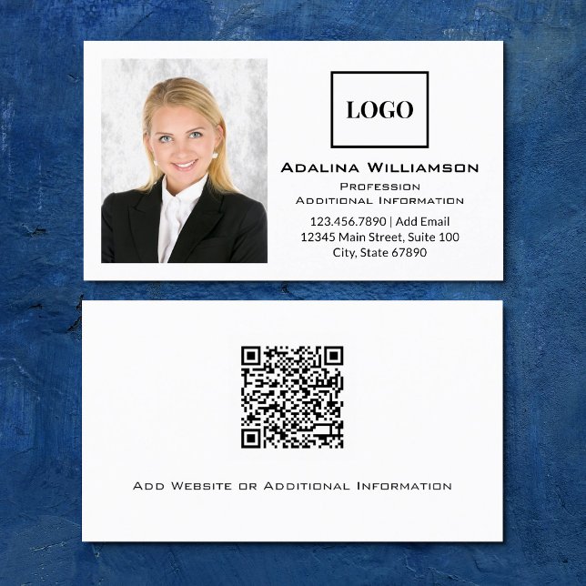 Professional Add Logo Photo QR Code Business Card (Creator Uploaded)