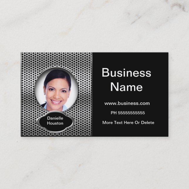 Professional Add Photo Silver Classy Business Business Card (Front)