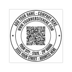 Professional Address QR Code Round Stamp Example