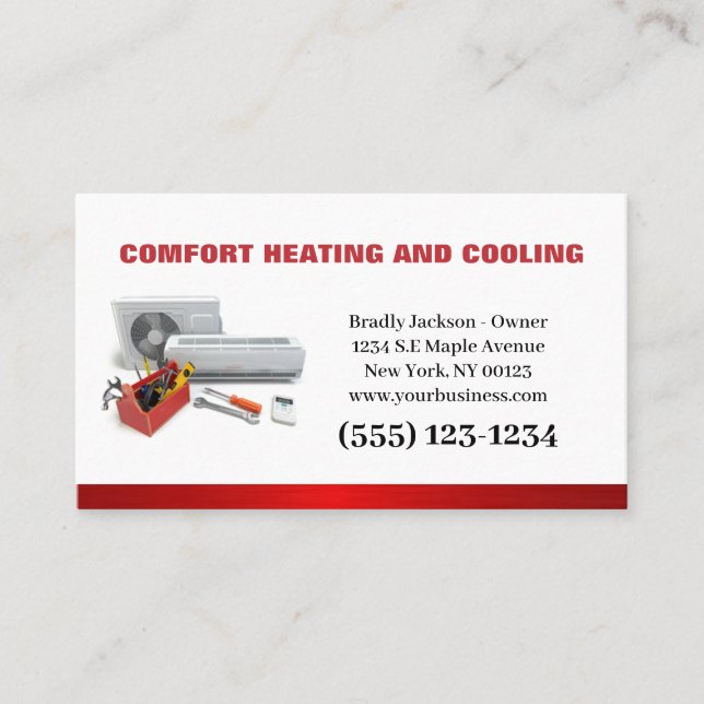 Professional Air Conditioning Heating Service Business Card (Front)