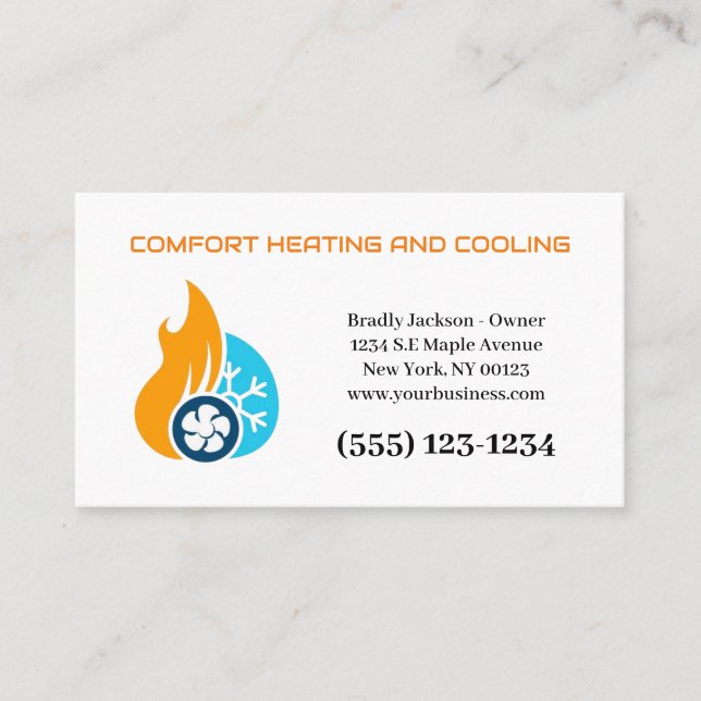 Professional Air Conditioning Heating Service Business Card (Front)