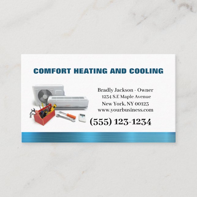 Professional Air Conditioning Heating Service Business Card (Front)