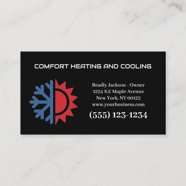 Professional Air Conditioning Heating Service Business Card (Front)