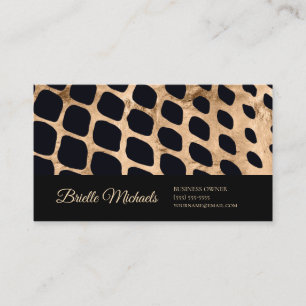 Professional Animal Print Black and Copper Script Business Card