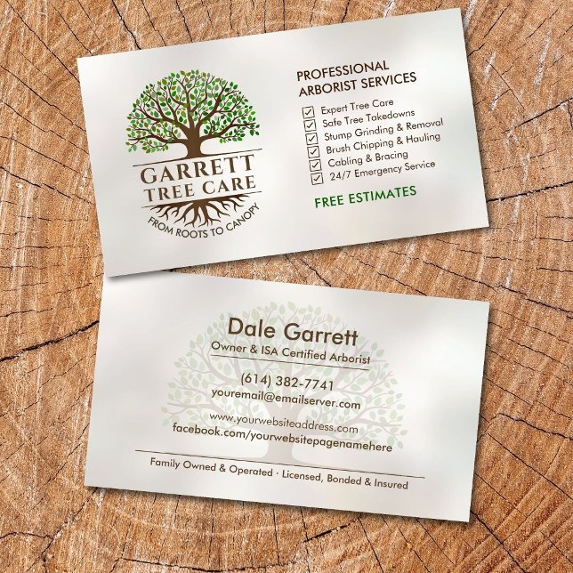 Professional Arborist Tree Surgeon Services Business Card (Creator Uploaded)