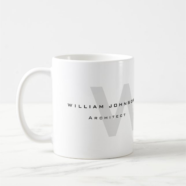 Professional Architect Monogram Black and White Coffee Mug (Left)