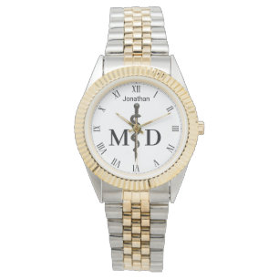 Professional Asclepius Black Medical Doctor MD Watch