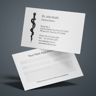 Professional Asclepius Black Medical Reminder Appointment Card