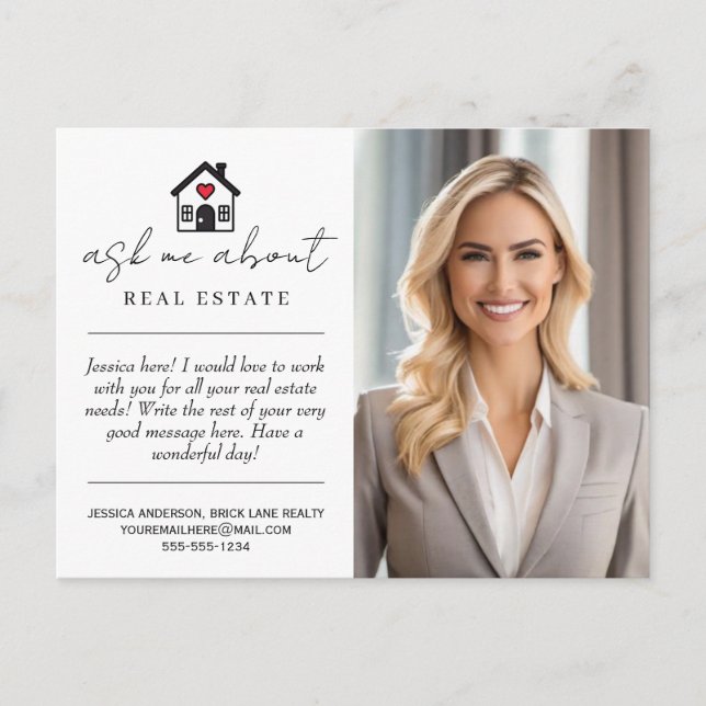 Professional Ask Me About Real Estate Promotional  Postcard (Front)