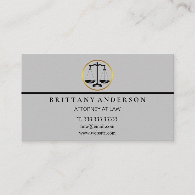 Professional Attorney at Law Black Scale Business  Card (Front)