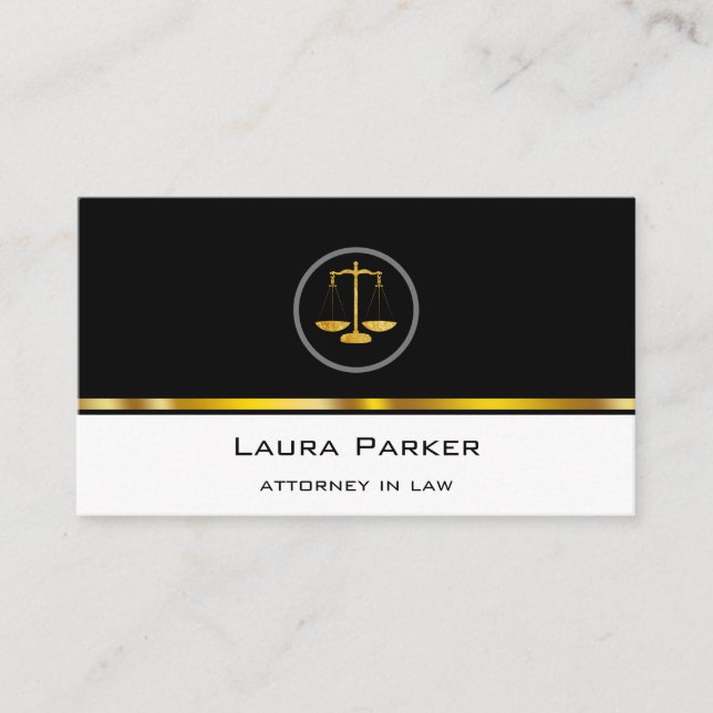 Professional Attorney At Law Classic Gold Scale Business Card (Front)